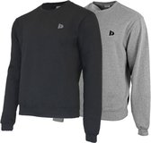 2 Pack Donnay - Fleece sweater ronde hals - Dean - Heren - Maat XXL - Black & Silver-marl (252)