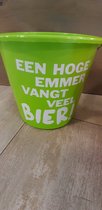 Emmer - Tekst - 5 liter - Limegroen - "Een hoge emmer vangt" - Kado