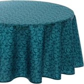 Tafelkleed van polyester rond diameter 180 cm - blad print blauw - Eettafel tafelkleden