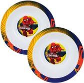 Set de 2 assiettes/bols à petit-déjeuner profonds pour enfants/tout-petits Spiderman 16 cm - Fruits/dessert/glace