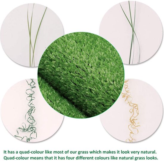 Kunstgras-200*200cm-Grastapijt-Artificial Grass-Nep Gazon Turf-Gras Mat-voor Buiten,Tuin, Balkon-met Afvoergat-Groen