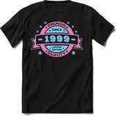 1999 Premium Quality | Feest Kado T-Shirt Heren - Dames | Licht Roze - Licht Blauw | Perfect Verjaardag Cadeau Shirt | Grappige Spreuken - Zinnen - Teksten | Maat 3XL
