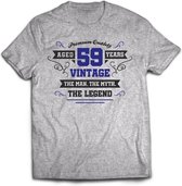 59 Jaar Legend - Feest kado T-Shirt Heren / Dames - Antraciet Grijs / Donker Blauw - Perfect Verjaardag Cadeau Shirt - grappige Spreuken, Zinnen en Teksten. Maat L