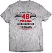 49 Jaar Legend - Feest kado T-Shirt Heren / Dames - Antraciet Grijs / Rood - Perfect Verjaardag Cadeau Shirt - grappige Spreuken, Zinnen en Teksten. Maat XXL