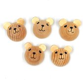 Houten berenkopjes - Handgemaakt en beschilderd - Decoratie -Weggeef cadeautjes - Babyshower - Geboortegeschenk (10 stuks)