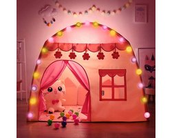 foto van Speeltent XL met LED verlichting - Tent - Roze