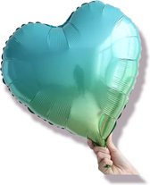 folieballon blauw hart met verloop, 40 cm , kindercrea
