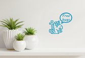 Stickerheld - Muursticker Free hugs - Woonkamer - Eenhoorn/Unicorn - Cadeau - Mat Middenblauw - 27.5x29.6cm