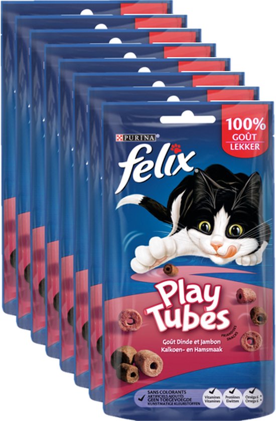 Felix PlayTubes - Kattensnacks Kalkoen & Ham - 8 x 50g