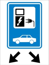 Laden elektrische voertuigen twee pijlen bord 40 x 30 cm