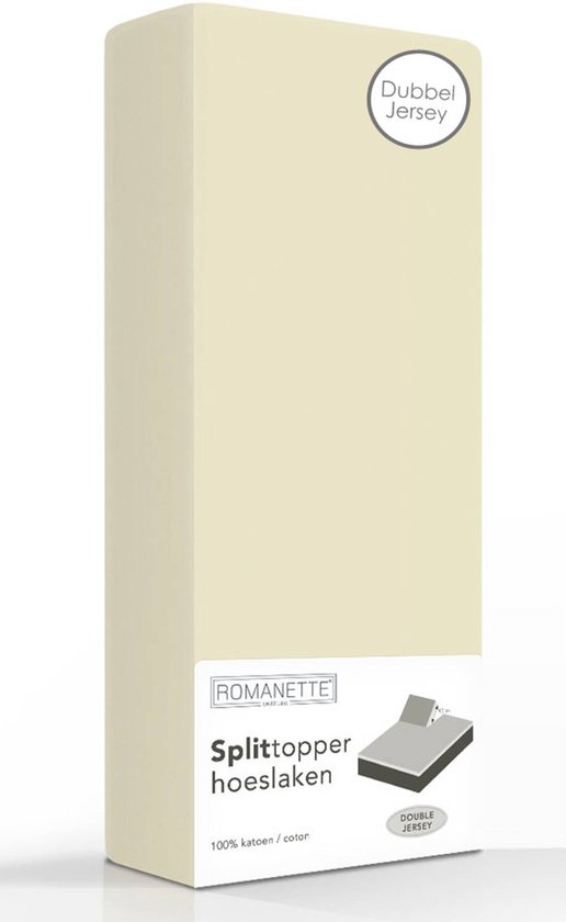 Double Jersey Splittopper Hoeslaken Romanette Beige-180 x 200/210/220 cm