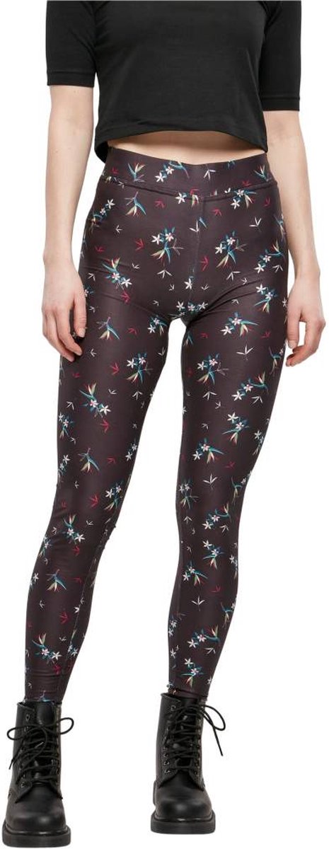 Urban Classics Soft AOP blackfloret Sportlegging Zwart