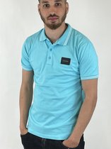 Slim fit Heren Polo-Poloshirt-Lichtblauw-Maat M