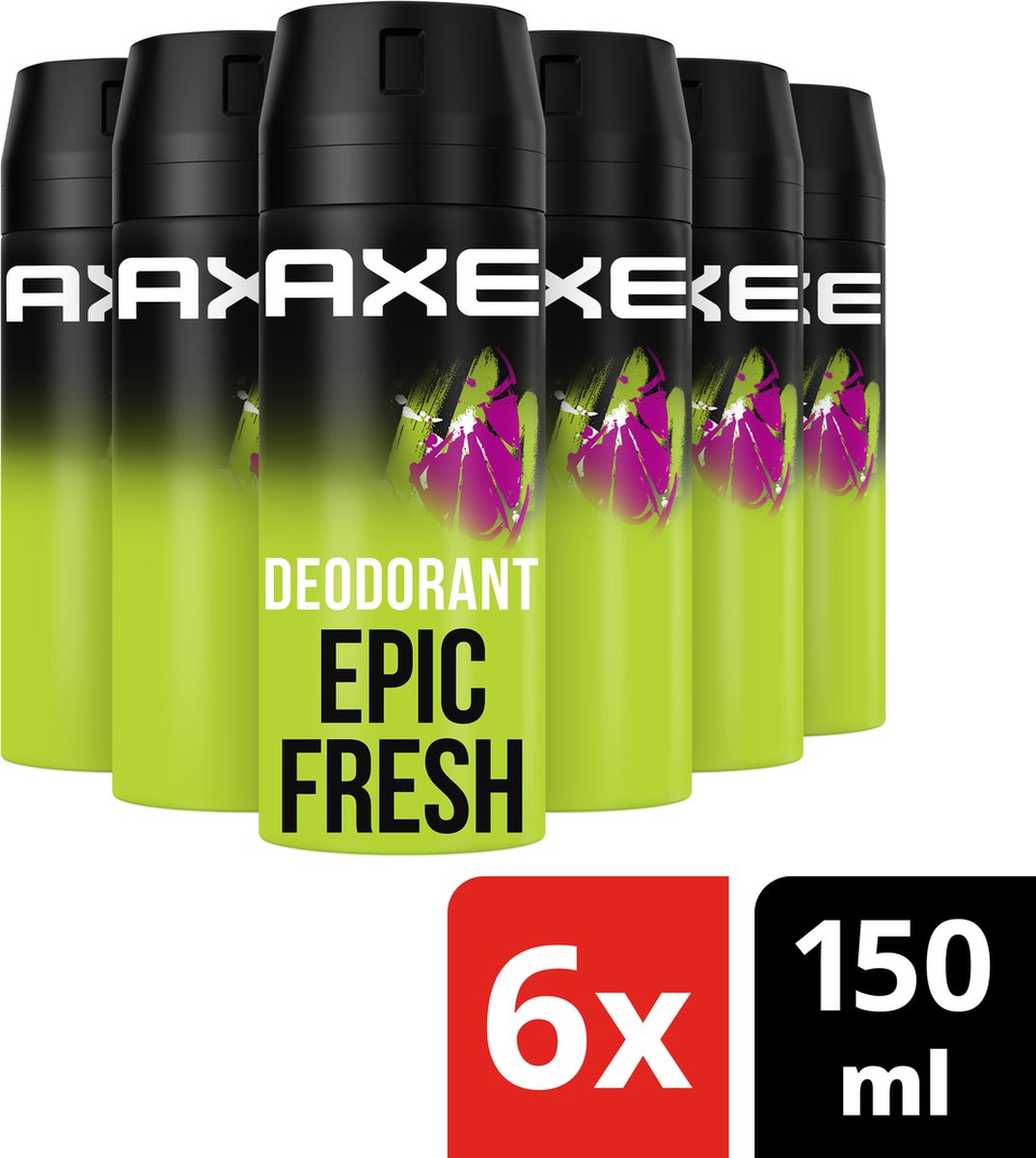 6x Axe Deodorant en Bodyspray Epic Fresh 150 ml