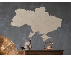 HOUTEN WANDDECORATIE / WOODEN WALL DECORATION - MUURDECORATIE / WALL ART - LANDKAART OEKRAÏNE / COUNTRY MAP UKRAINE - 70 x 47cm - LICHT HOUT / NATURAL WOOD - WANDFIGUUR - Україна - ECHT HOUT - REAL WOOD