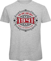 1941 The One And Only | Feest Kado T-Shirt Heren - Dames | Antraciet - Donker Rood | Perfect Verjaardag Cadeau Shirt | Grappige Spreuken - Zinnen - Teksten | Maat L