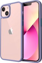 iPhone 13 hoesje violet roze met metalen knoppen - transparante achterzijde - schokbestendig