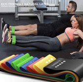 Fitness Elastiek - Set van 5 stuks- Bootybands - Billen en Buikspieren Trainen -Geel,Zwart,Roze,Lichtroze en Rood