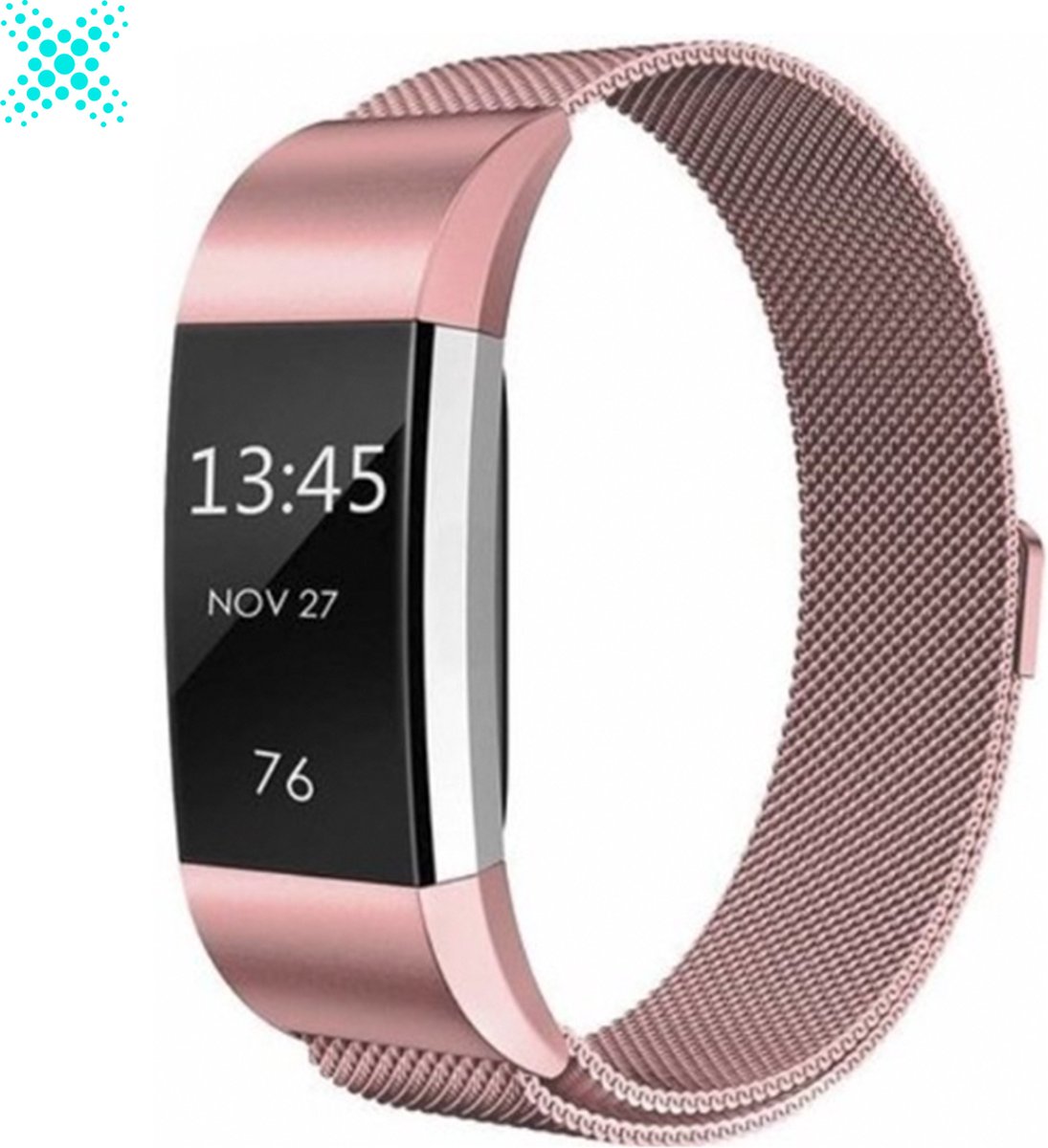 MY PROTECT - Milanees Bandje Geschikt Voor Fitbit Charge 2 - Schakel Band - Roze