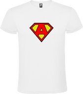 Wit T shirt met print van "letter A “ Superman “ Logo print Rood / Geel size L