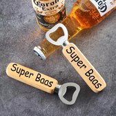 Akyol - Super Baas bieropener - flesopener muur - liefhebbers van bier - houten bieropener - 9 x 3 CM