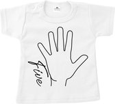 Shirt 5 jaar-T-shirt verjaardag 5 vingers-Maat 122/128