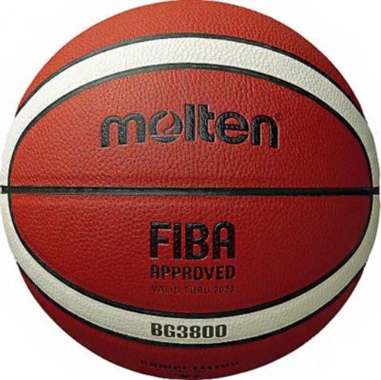 Molten basketbal BG3800 Maat 7 - Voor kinderen en volwassenen - Indoor en outdoor basketbal - Wedstrijdbasketbal - Sportbal - Heren bal - FIBA - Zwart, oranje & creme
