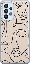 Leuke Telefoonhoesjes - Hoesje geschikt voor Samsung Galaxy A33 - Abstract gezicht lijnen - Soft case - TPU - Print / Illustratie - Beige