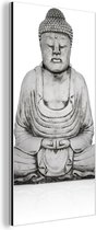 Wanddecoratie Metaal - Aluminium Schilderij Industrieel - Stenen standbeeld van Boeddha - 20x40 cm - Dibond - Foto op aluminium - Industriële muurdecoratie - Voor de woonkamer/slaapkamer