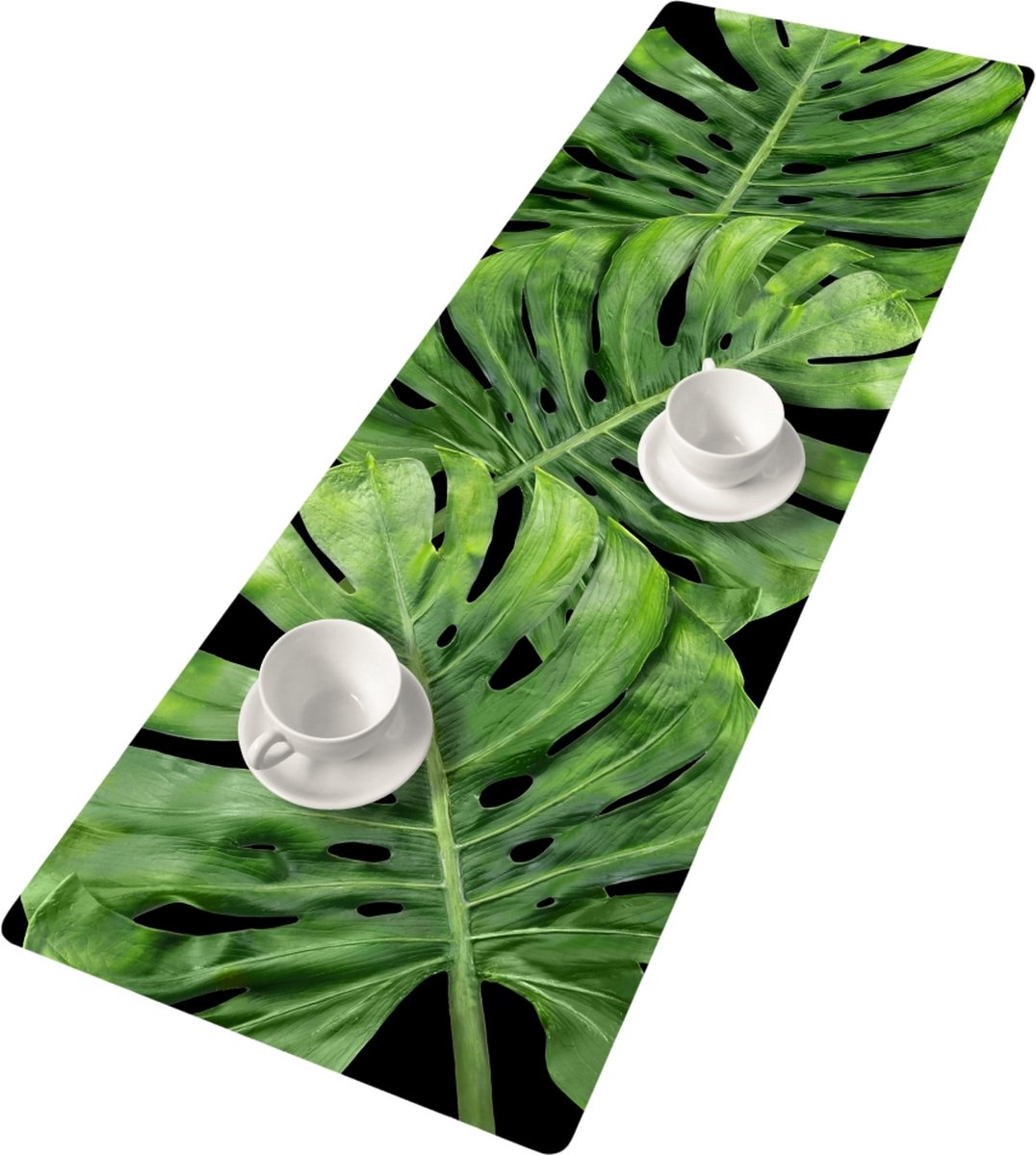 Bertoni - Tafelloper - Tafellint Vilten Tafelhoes met Patroon - Tafeldecoratie Easy Care 95 x 33 cm Galapagos Nacht