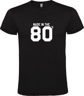 Zwart T shirt met print van " Made in the 80's / gemaakt in de jaren 80 " print Wit size XXXL