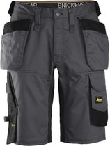 Snickers 6151 AllroundWork, Pantalon de travail court extensible coupe ample avec poches holster - Gris acier/ Zwart - 52