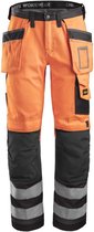 Snickers 3233 High-Vis Broek met Holsterzakken, Klasse 2 - Oranje, High Visibility/Gemeleerd Grijs - 200