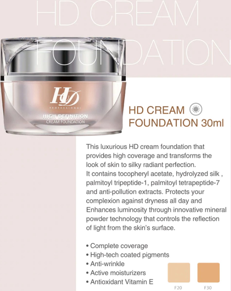 High Definition Cream Foundation 30 Ml F30 natural beige