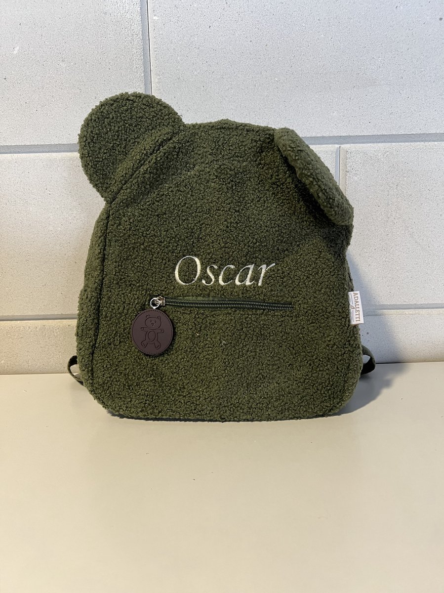 Adalletti teddy rugzak | beren rugzak | donkergroen | schooltas | tas met naam | kinderen | peuter | kleuter | teddy | baby en kind