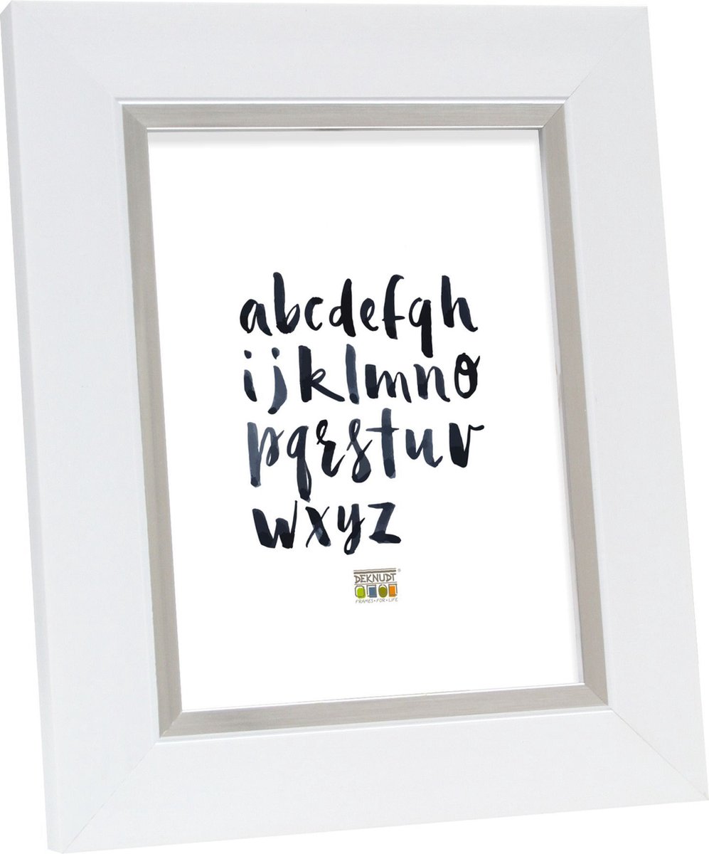 Deknudt Frames fotolijst S41NK1 - wit met zilverbies - 10x15 cm