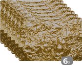 Placemat - Placemats kunststof - Gouden folie met een gerimpelde textuur - 45x30 cm - 6 stuks - Hittebestendig - Anti-Slip - Onderlegger - Afneembaar