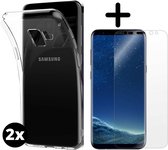 Foonig Silicone Hoesje Transparant 2x + Screenprotector 2x - Geschikt Voor Samsung Galaxy S9 Plus