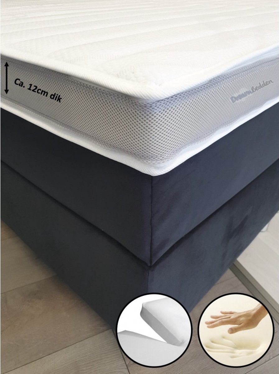 dreambedden Splitopper 160x220 - Zacht Medisch - Nasa Traagschuim - Prestige Aegis - Anti Allergie - Ca. 12cm dik Wit