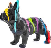 Franse Bulldog Beeld Zwart Drip Trash 45cm uit Polyresin Popart - FourDomus