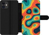 Bookcase Geschikt voor iPhone 12 Pro telefoonhoesje - Cirkel - Patronen - Kleuren - Met vakjes - Wallet case met magneetsluiting