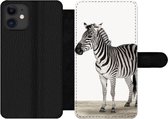 Bookcase Geschikt voor iPhone 12 Pro telefoonhoesje - Zebra - Meisjes - Dieren - Kinderen - Jongens - Met vakjes - Wallet case met magneetsluiting