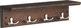 naqsh store hal kapstok, met 4 dubbele haken, met plank, kapstokhaak, voor badkamer, woonkamer, keuken, vintage bruin LHR042X02