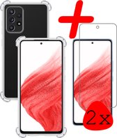Samsung Galaxy A53 Hoesje Shock Proof Met 2x Screenprotector Tempered Glass - Samsung Galaxy A53 Screen Protector Beschermglas Hoes Shockproof - Transparant