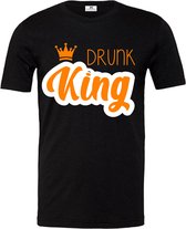 Oranje Koningsdag T-Shirt Heren | Oranje Kleding | WK Feestkleding-Drunk King | Maat S