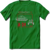 A34 Comet leger T-Shirt | Unisex Army Tank Kleding | Dames / Heren Tanks ww2 shirt | Blueprint | Grappig bouwpakket Cadeau - Donker Groen - XL