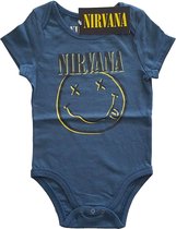 Nirvana - Inverse Happy Face Baby romper - 6-9 maanden - Blauw