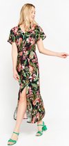 LOLALIZA Maxi-jurk met tropische print - Zwart - Maat 46