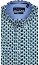 Bos Bright Blue 116670 Casual overhemd met korte mouwen - Maat L - Heren