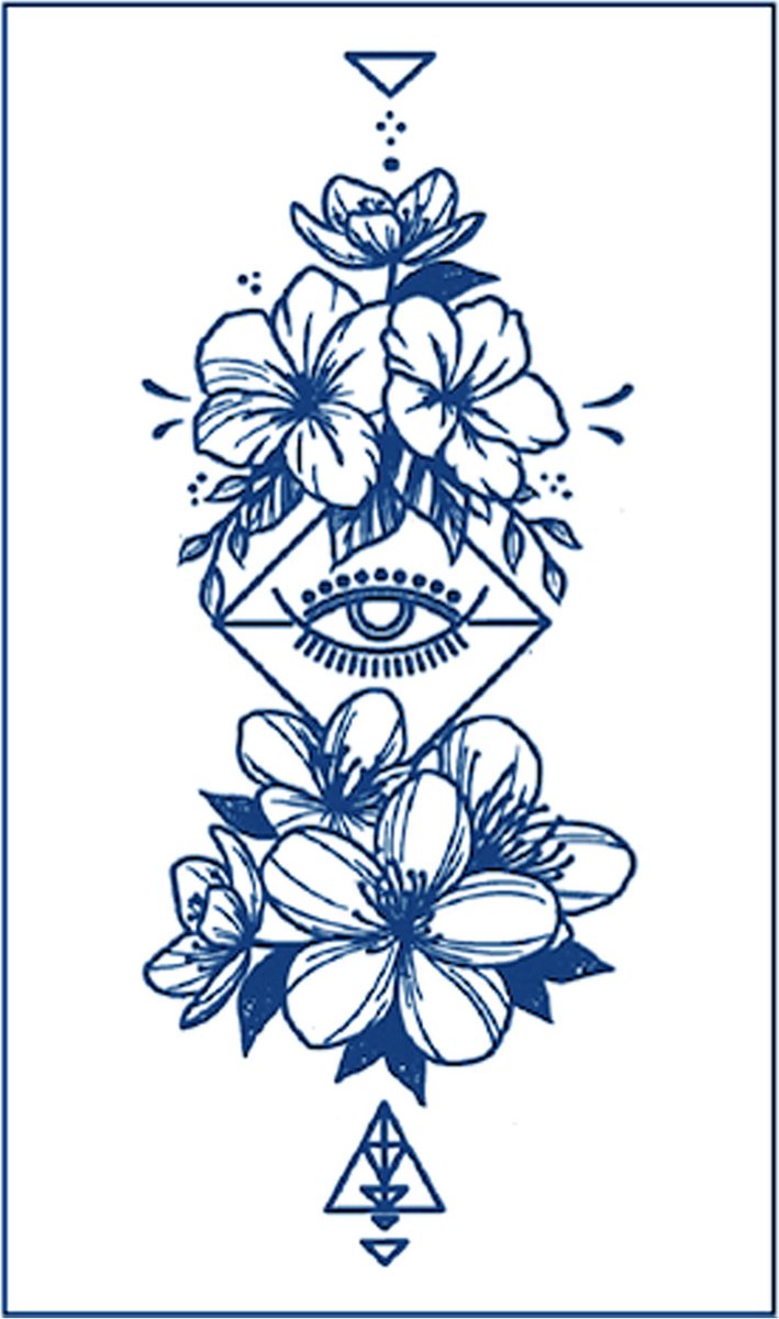 Jagua Henna neptattoo- Bloemen en oog-Carnaval- Tijdelijke plak tattoo-Nep tatoeage-FST252
